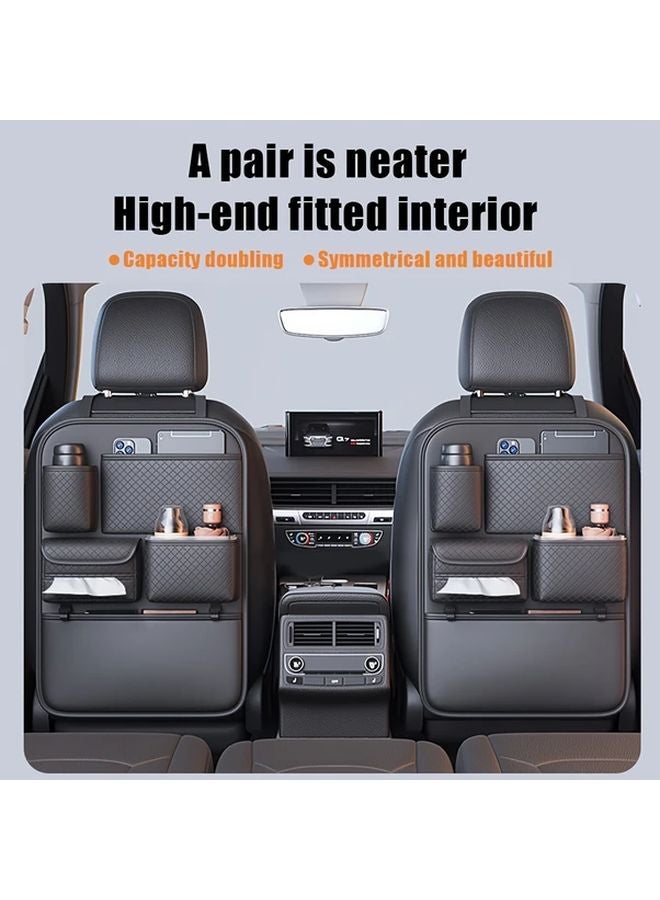 Brown Universal Car Seat Back Storage Bag Multifunctional Faux Leather Hanging Pouch - Image 5